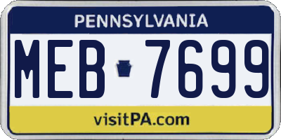 PA license plate MEB7699