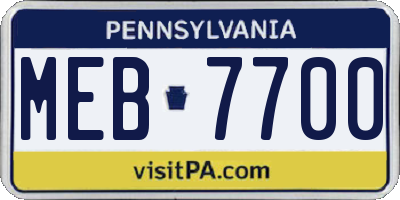 PA license plate MEB7700