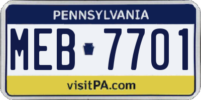 PA license plate MEB7701