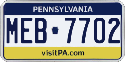 PA license plate MEB7702