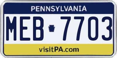 PA license plate MEB7703