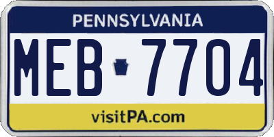 PA license plate MEB7704