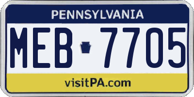 PA license plate MEB7705