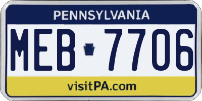 PA license plate MEB7706