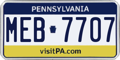 PA license plate MEB7707