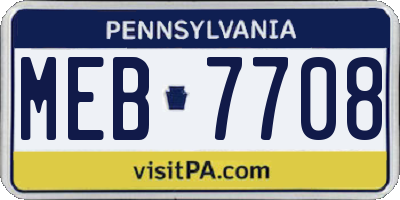 PA license plate MEB7708