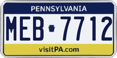 PA license plate MEB7712