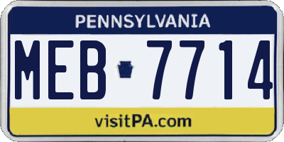 PA license plate MEB7714