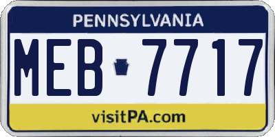 PA license plate MEB7717