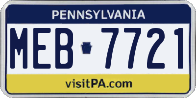 PA license plate MEB7721