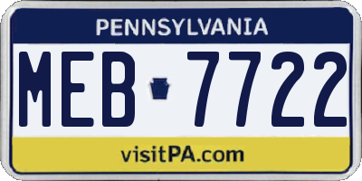 PA license plate MEB7722