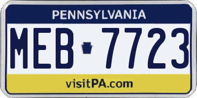 PA license plate MEB7723