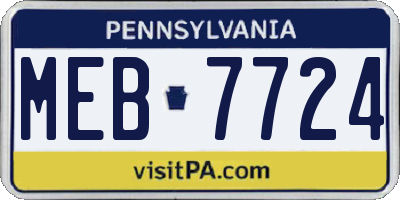 PA license plate MEB7724