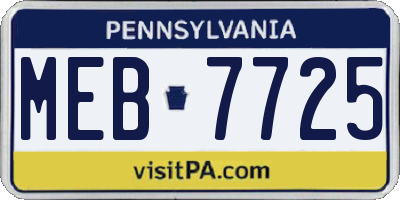 PA license plate MEB7725