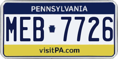 PA license plate MEB7726