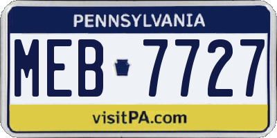 PA license plate MEB7727
