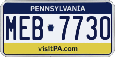 PA license plate MEB7730