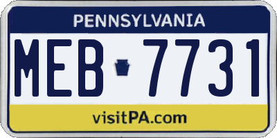 PA license plate MEB7731