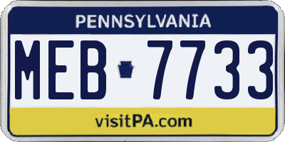 PA license plate MEB7733