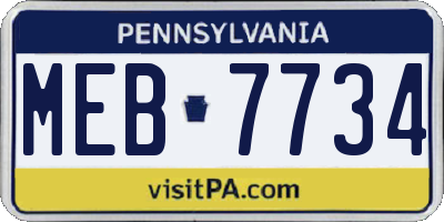 PA license plate MEB7734
