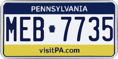 PA license plate MEB7735