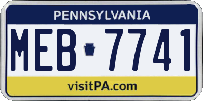 PA license plate MEB7741