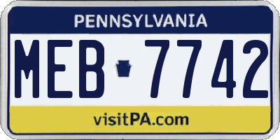 PA license plate MEB7742