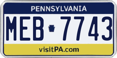 PA license plate MEB7743