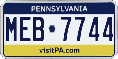 PA license plate MEB7744