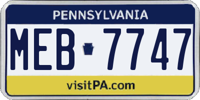 PA license plate MEB7747