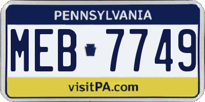PA license plate MEB7749