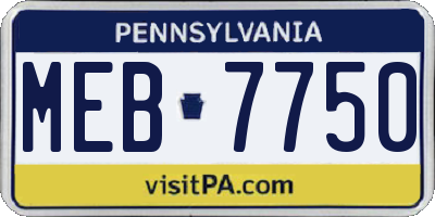 PA license plate MEB7750