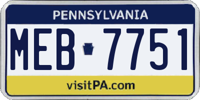 PA license plate MEB7751