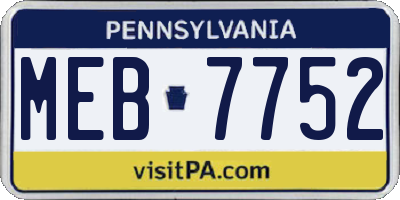 PA license plate MEB7752