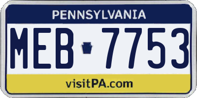 PA license plate MEB7753