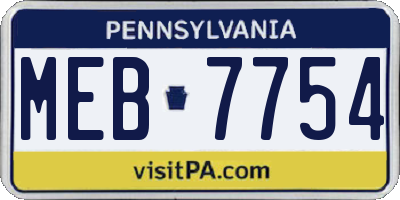 PA license plate MEB7754
