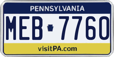 PA license plate MEB7760
