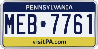 PA license plate MEB7761