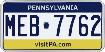 PA license plate MEB7762