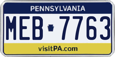 PA license plate MEB7763