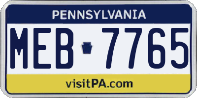 PA license plate MEB7765