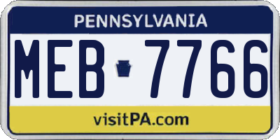 PA license plate MEB7766