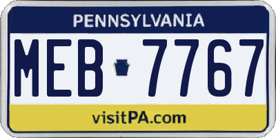 PA license plate MEB7767