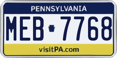 PA license plate MEB7768