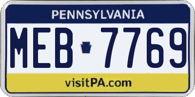 PA license plate MEB7769