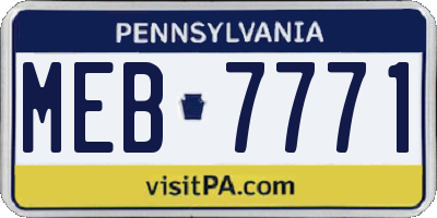 PA license plate MEB7771