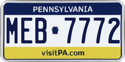PA license plate MEB7772