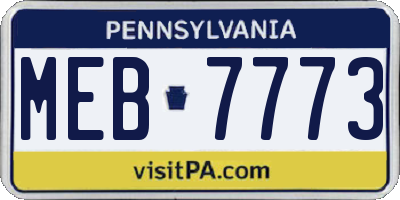 PA license plate MEB7773