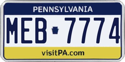 PA license plate MEB7774