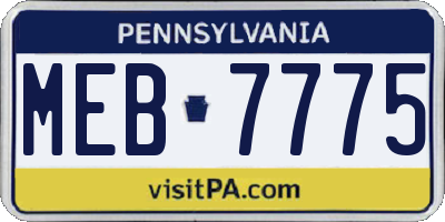 PA license plate MEB7775